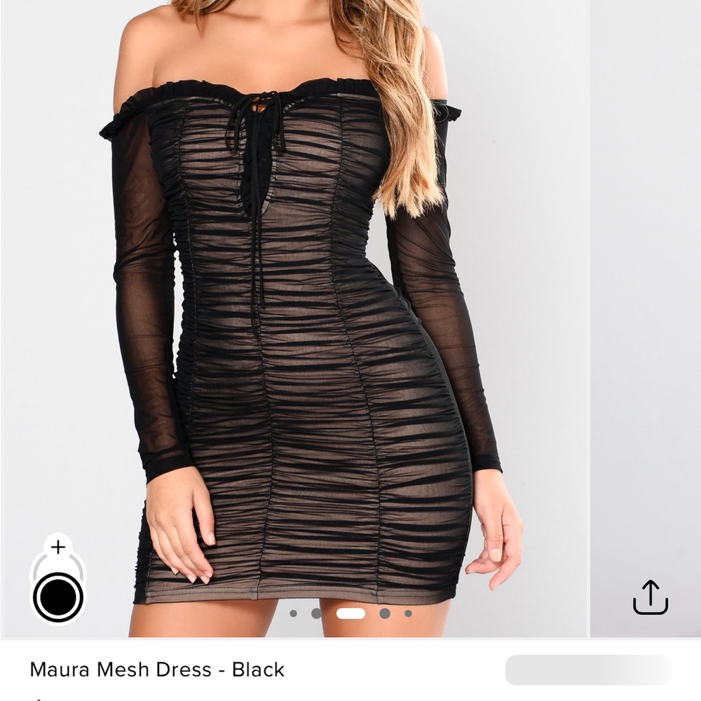 NWT Fashion Nova Black Mesh Long Sleeve Dress - small